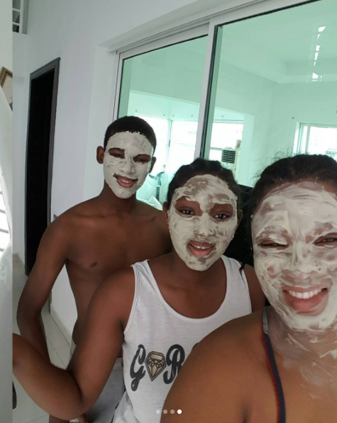 Actress Omotola Jalade Ekehinde Gets Pampered by Her Kids