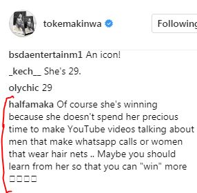 Toke Makinwa blasts follower who called her out for celebrating Rihanna
