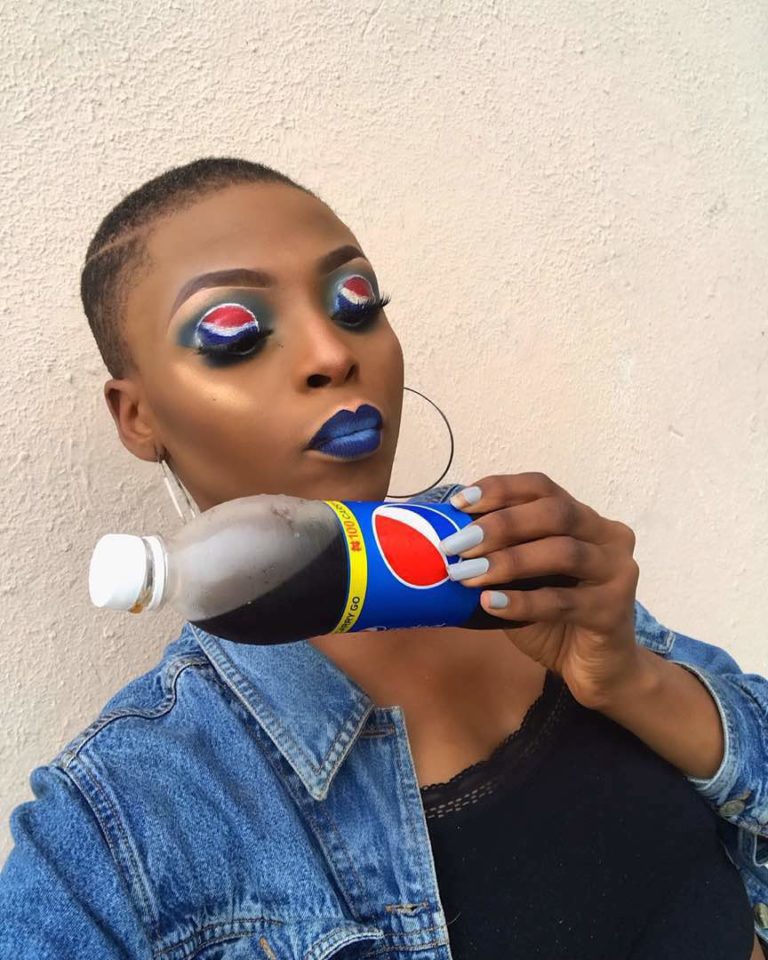 Checkout This Pictures Of A Nigerian Girl With Pepsi Logo Inspired Makeup