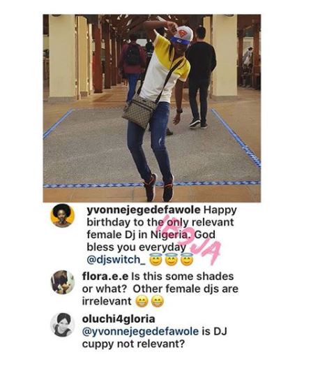 Actress Yvonne Jegede shades DJ Cuppy and Lambo