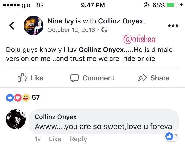 Old chat between Nina and Collins surfaces online... (Screenshot)