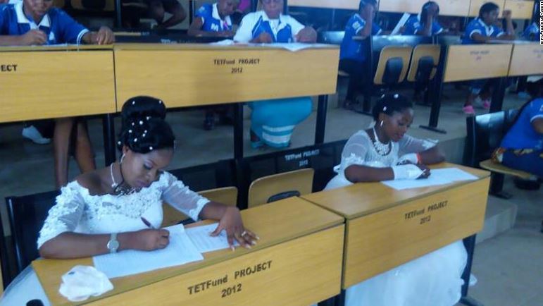 2 Brides Leave Their Wedding Receptions To Go Write Their Final Year Exam In Benue (Photos)