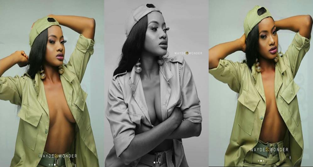 Lady who flashed n*ppls in NYSC crested vest, releases more sexy photos in NYSC khaki