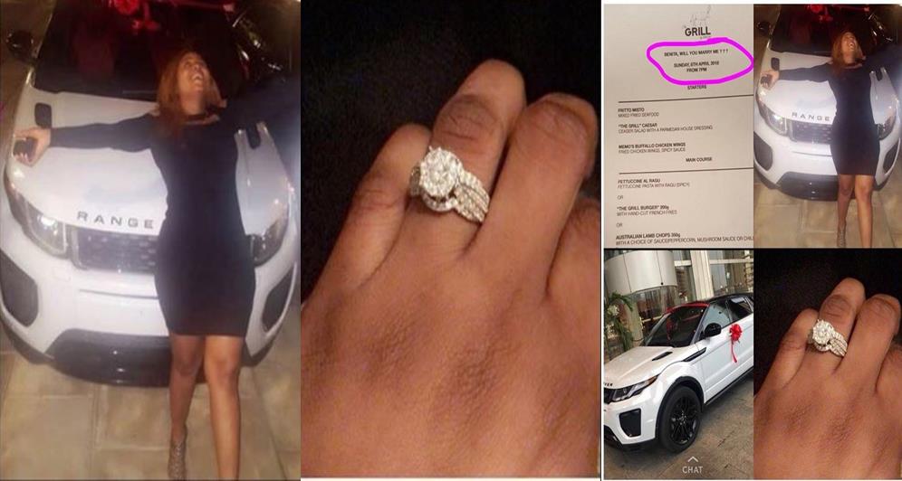 Nigerian Man Proposes To His Girlfriend With A Range Rover Evogue & Diamond ring (Photos)