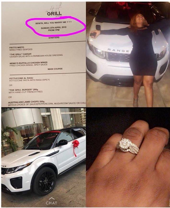 Nigerian Man Proposes To His Girlfriend With A Range Rover Evogue & Diamond ring (Photos)