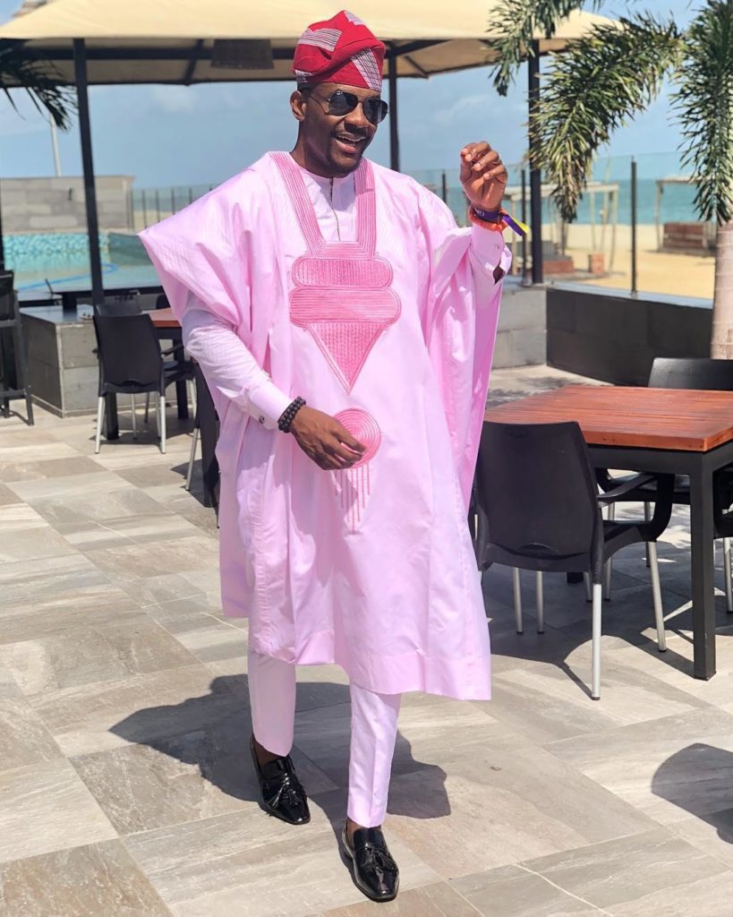 #BBNaija: Show host, Ebuka looks stunning in pink Agbada (Photos)