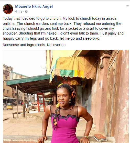 Lady Refused Entry Into Anambra Church Over Her Outfit