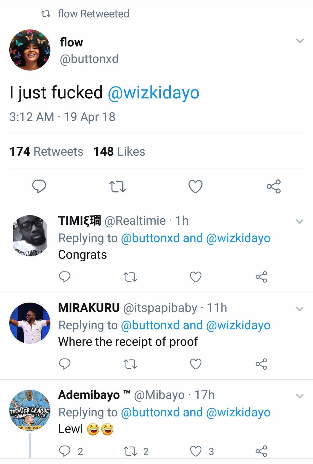 I just f**ked Wizkid - London based Nigerian lady announces on Twitter