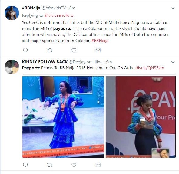 #BBNaija: Nigerians react after Cee-c ripped off Payporte outfit and tagged it 'Nonsense' (Screenshots)