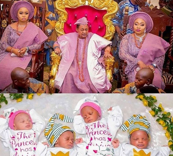 Photos of 80-year-old Alafin Of Oyo And his Oloris at the naming ceremony of their set of twins