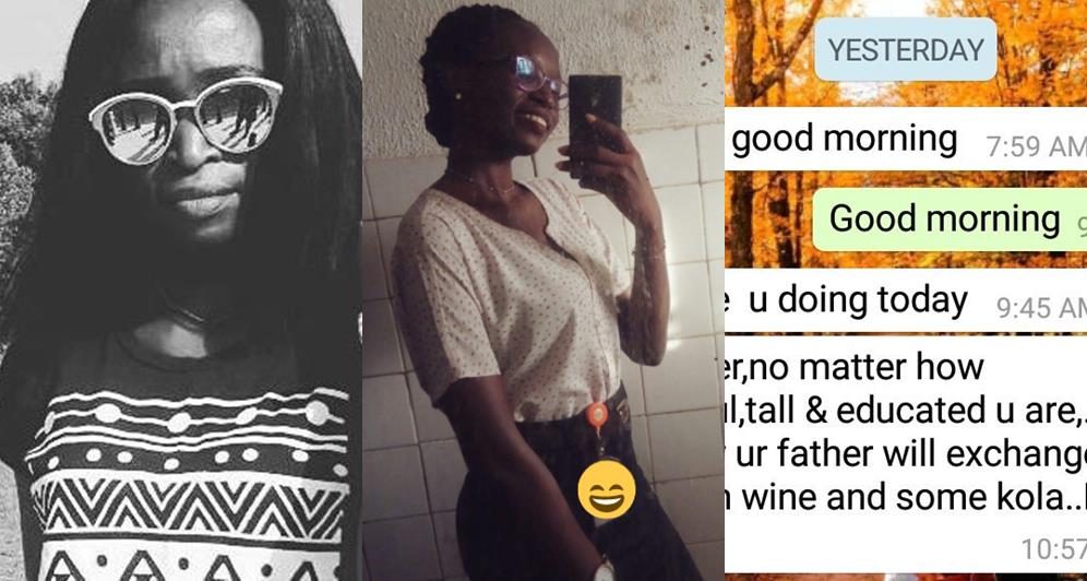 Nigerian Lady shares the message she received from a Guy who is wooing Her