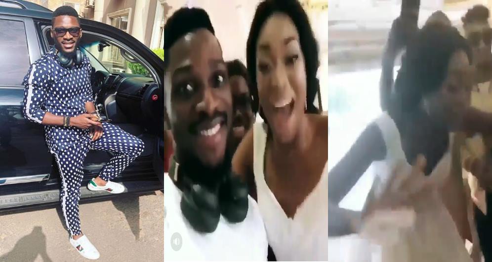 #BBNaija: Tobi crashes a wedding and the bride can't contain herself, abandons her groom (Video)