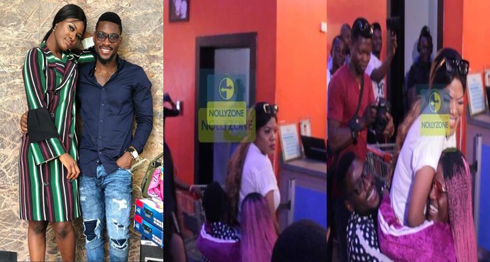 #BBNaija: Alex & Tobi Beg Toyin Abraham On Their Kneels For Coming Late To Her Movie Premiere (Video)