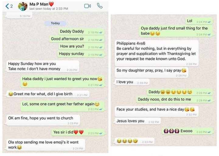 Too Hilarious! Conversation Of Nigerian Dad Who Went Spiritual After His Daughter Asked For Money