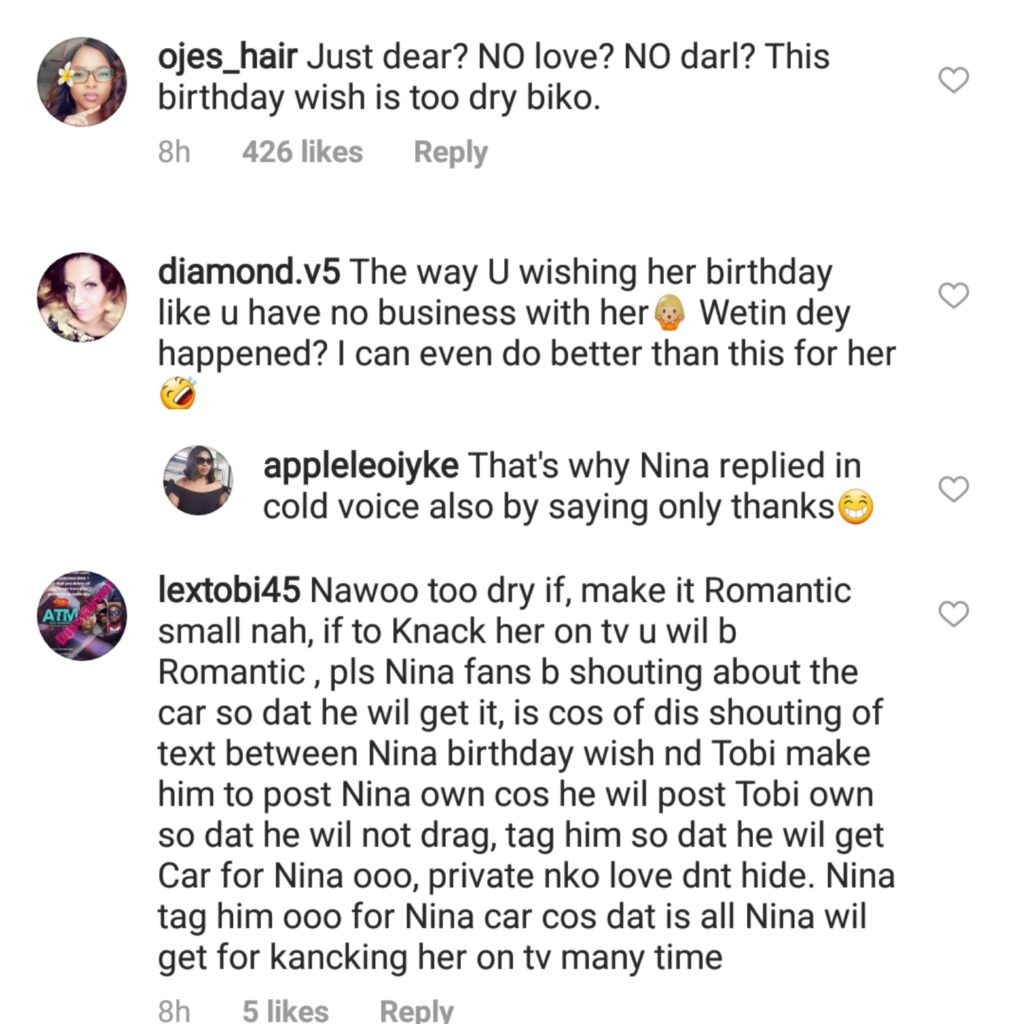'No love, It's too dry' -Fans slam Miracle over Nina's birthday message