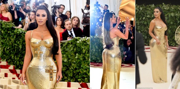 Kim Kardashian Glitters In Gold As She Attends 2018 Met Gala without Kanye West
