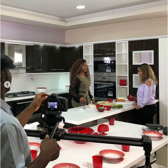 Photos Of Davido's Girlfriend, Chioma Running Cooking Test For Her Show