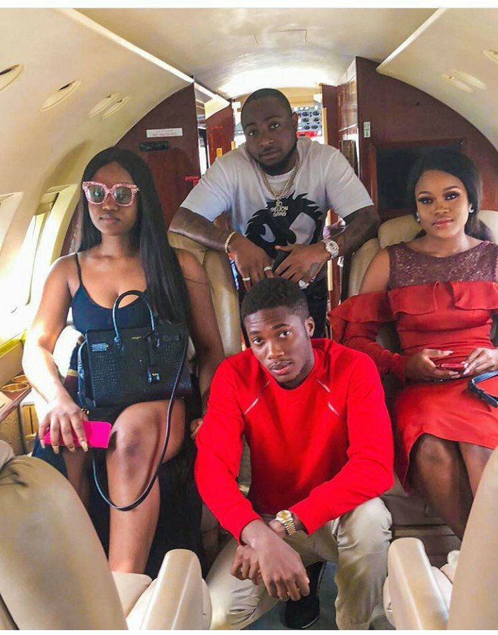 #BBNaija: Cee-c jets back to Lagos alongside Davido and his girlfriend, Chioma (Photos)