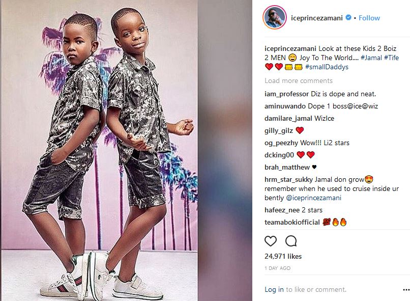 Wizkid's Son And Ice Prince's Son Pose Together In Matching Oufits (Photo)