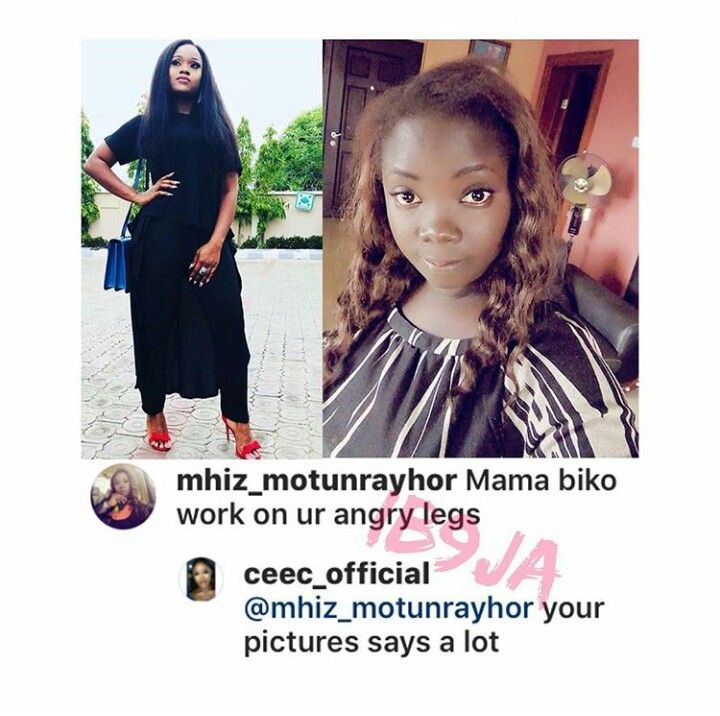 #BBNaija: Cee-c savagely replies a troll who told her to work on her 'angry' legs