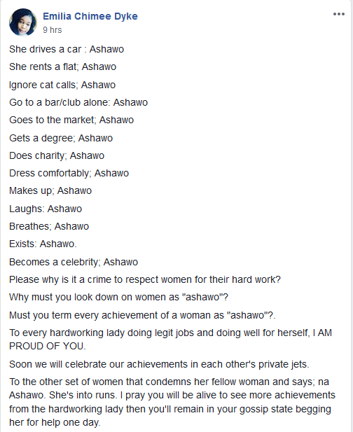 'Dear men, stop calling us ashawo' - Nigerian Lady