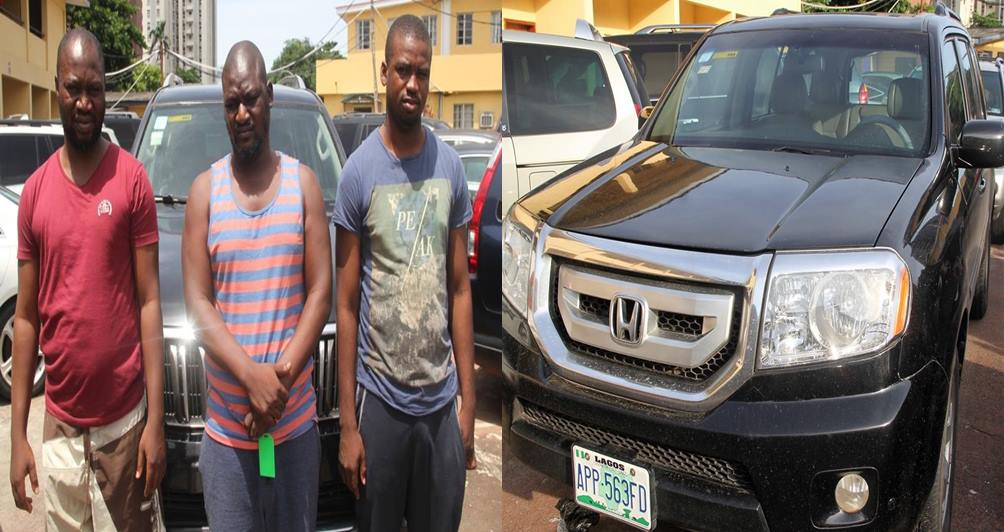 Three suspected 'Yahoo boys' apprehended in Lagos, confess to using proceeds to travel around the world (Photos)
