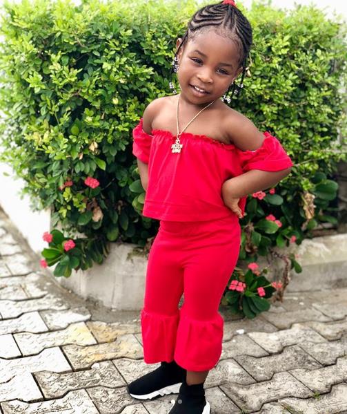Davido's 1st daughter Imade, looks stunning in red as she turns 3 today (Photos)