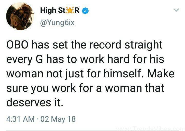 'Davido Has Set The Record, Every Man Must Work Hard For His Woman' -Yung6ix