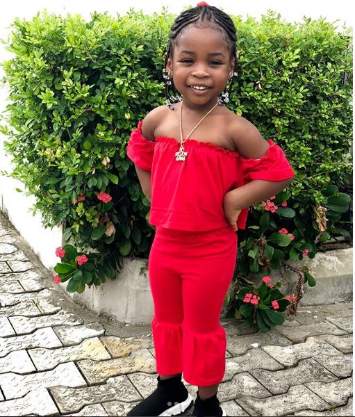 Davido's 1st daughter Imade, looks stunning in red as she turns 3 today (Photos)