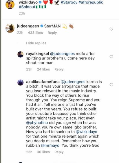 Fans Slam Jude Okoye For 'Splitting P'square' After Commenting On Wizkid's Post