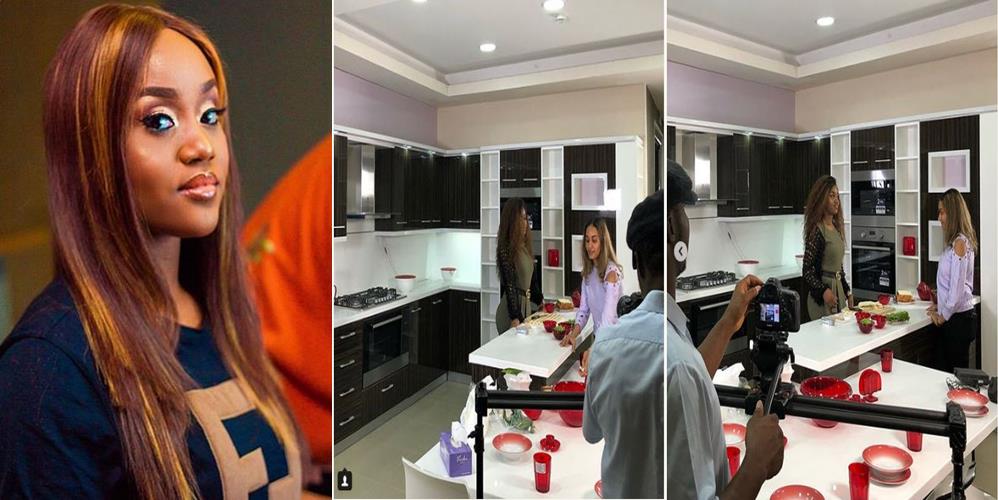 Photos Of Davido's Girlfriend, Chioma Running Cooking Test For Her Show