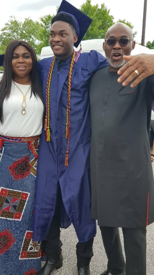 Nollywood Actor RMD and his wife, Jumobi, attend their son's graduation in the US