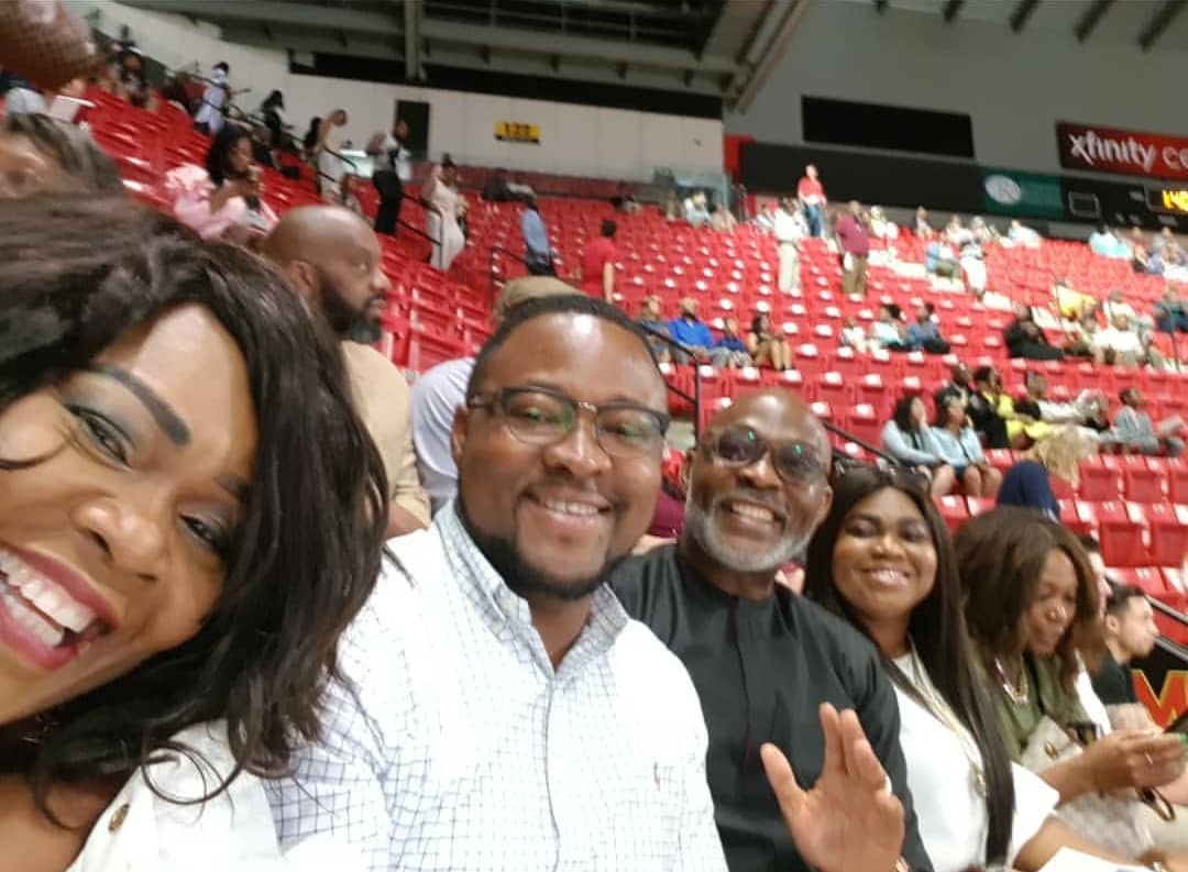 Nollywood Actor RMD and his wife, Jumobi, attend their son's graduation in the US
