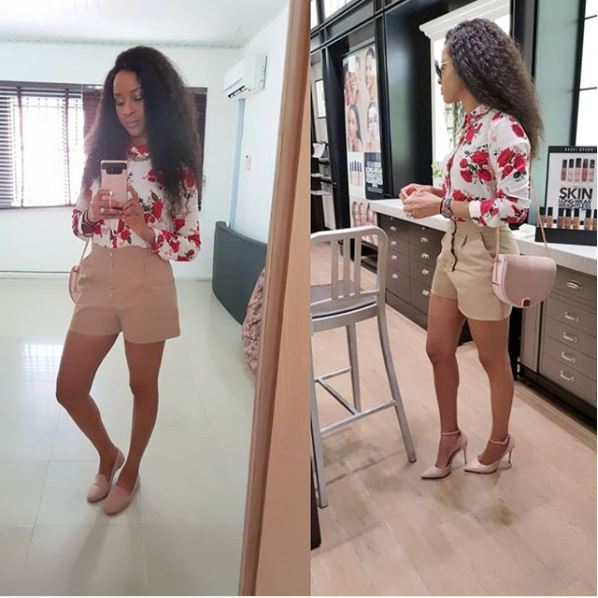 Adesua Etomi Steps Out In Shorts, asks followers to help her choose footwear (Photos))
