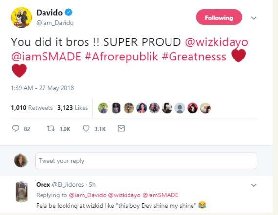 Davido reacts after seeing the crowd Wizkid pull out at 02arena in London