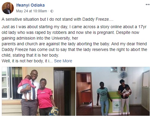 Nigerian man shares story of 19-year-old orphan girl who refused to abort pregnancy after she was gang raped