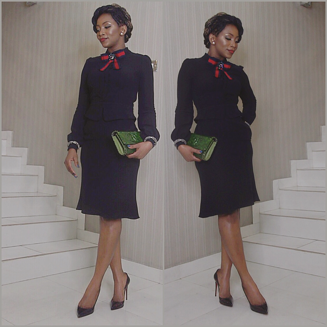 Battle Of The Gucci Neck Bow - Genevieve Nnaji Vs Oge Okoye (Photos)