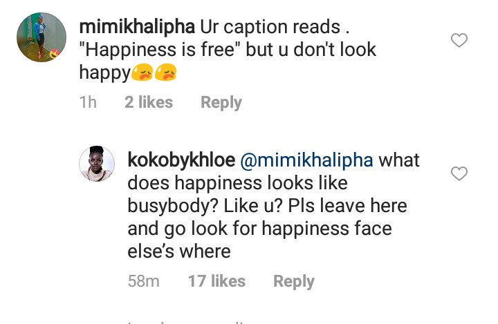 #BBNaija: Khloe hits back at a troll who told her she doesn't look happy