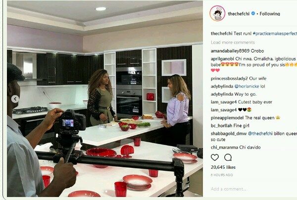 Photos Of Davido's Girlfriend, Chioma Running Cooking Test For Her Show