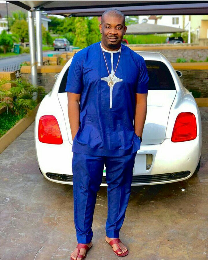 Don Jazzy poses in front of his Bentley, Efe, Khloe, Mr. P, others react