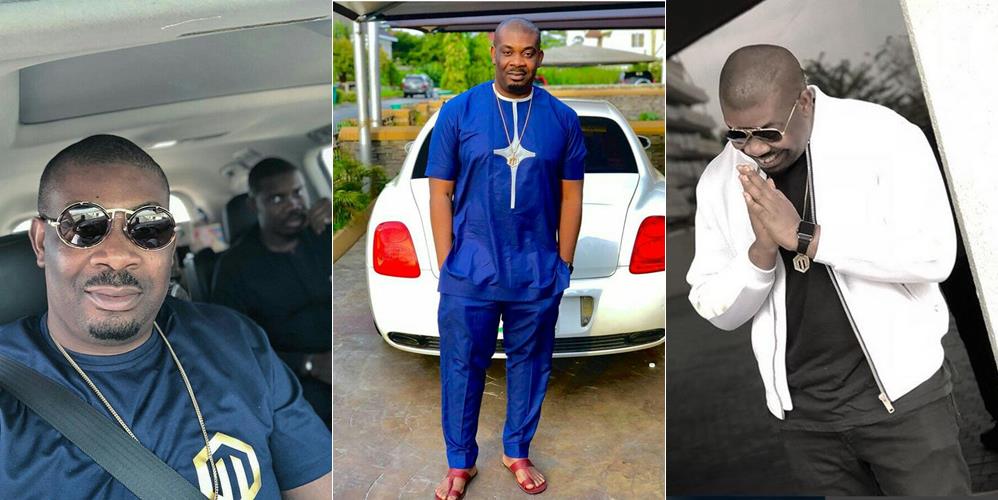 Don Jazzy poses in front of his Bentley, Efe, Khloe, Mr. P, others react