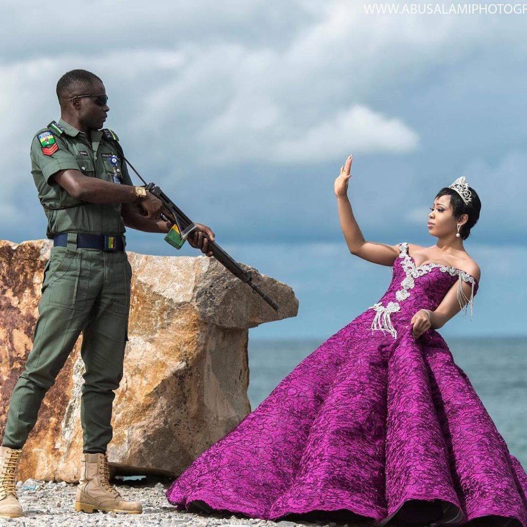 #BBNaija: Nina Makes Powerful Statement As She Poses With a Nigeria Policeman For Her Birthday Photoshoot