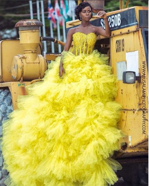 #BBNaija: Khloe rocks strapless dazzling gown in new photos