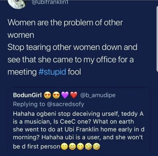 Ubi Franklin slams female fan who insinuated that Ceec was at his house this morning