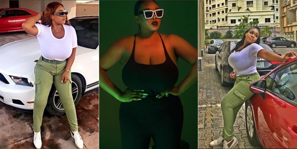 Plus size-model, Eva Kiss shows off her massive b**bs as she wraps up her NYSC programme (Photos)