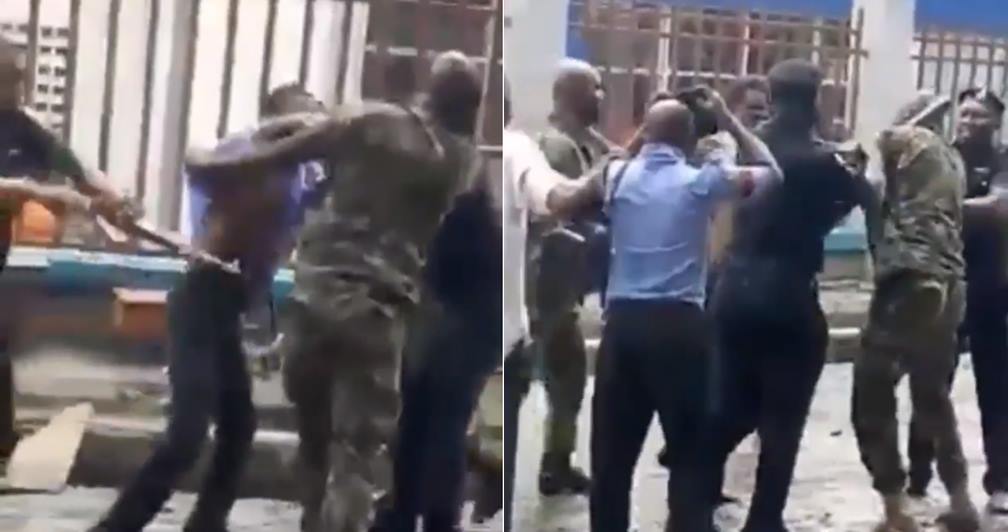 Viral video of armed Nigerian soldiers and Police officers exchanging blows in Lagos