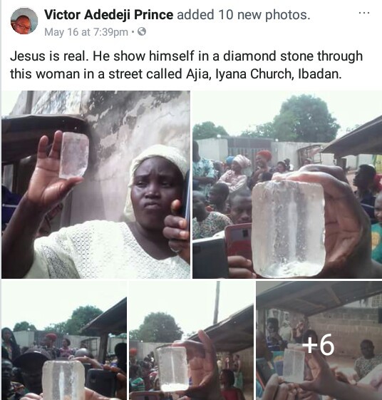 Members of a church in Ibadan claim that Jesus revealed himself in 'diamond stone' through a woman (photos)