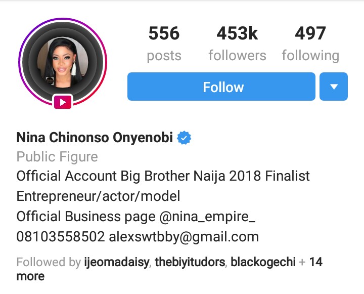 #BBNaija: Nina gets verified on Instagram