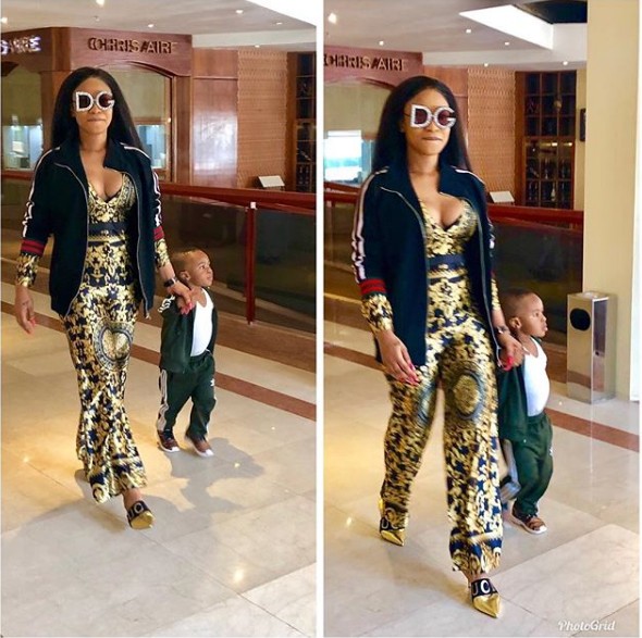 Tonto Dikeh And Her Son, King Andre, Step Out In Style For Mother's Day