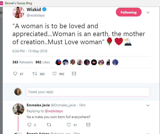 'A woman is to be loved- Wizkid Makes Cryptic Post Amid Rumor Dating Tiwa Savage